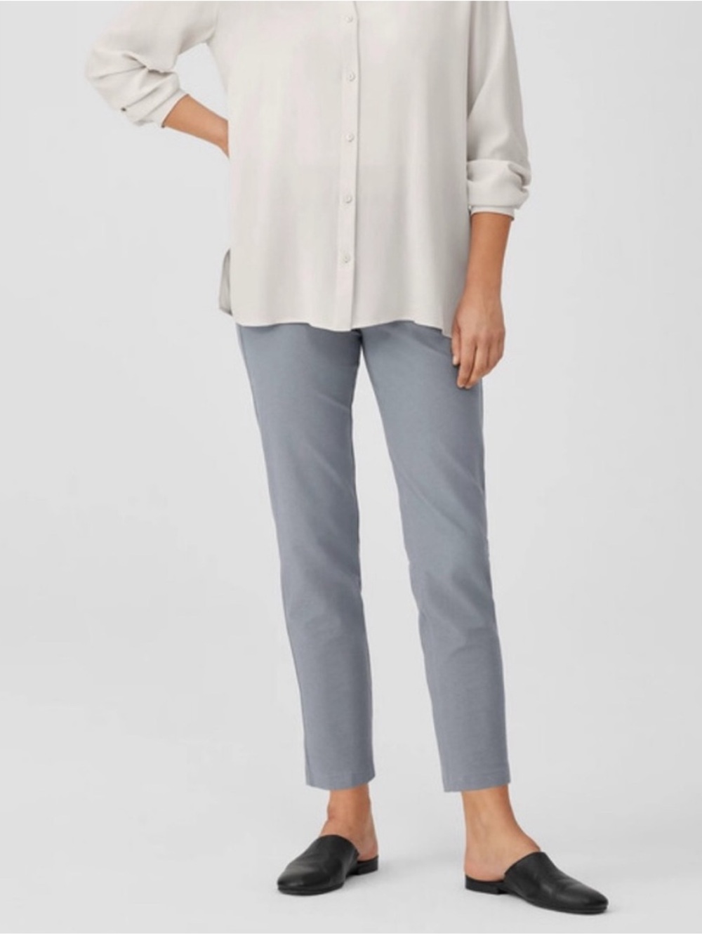 EILEEN FISHER Stretch-Crêpe Slim Ankle Pants Size Large